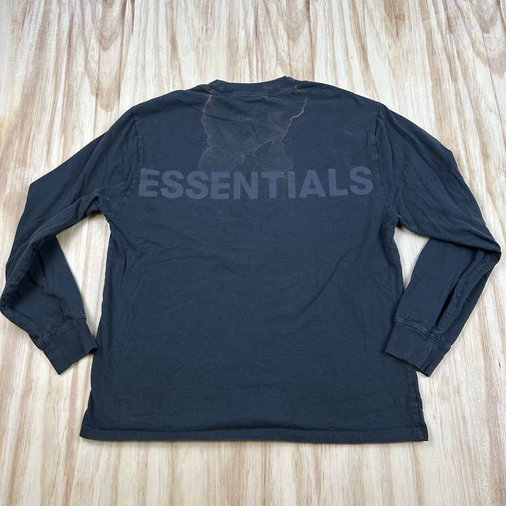 Fear of God Essentials FOG Men's Medium Black Long Sleeve T-Shirt Flaw Graphic